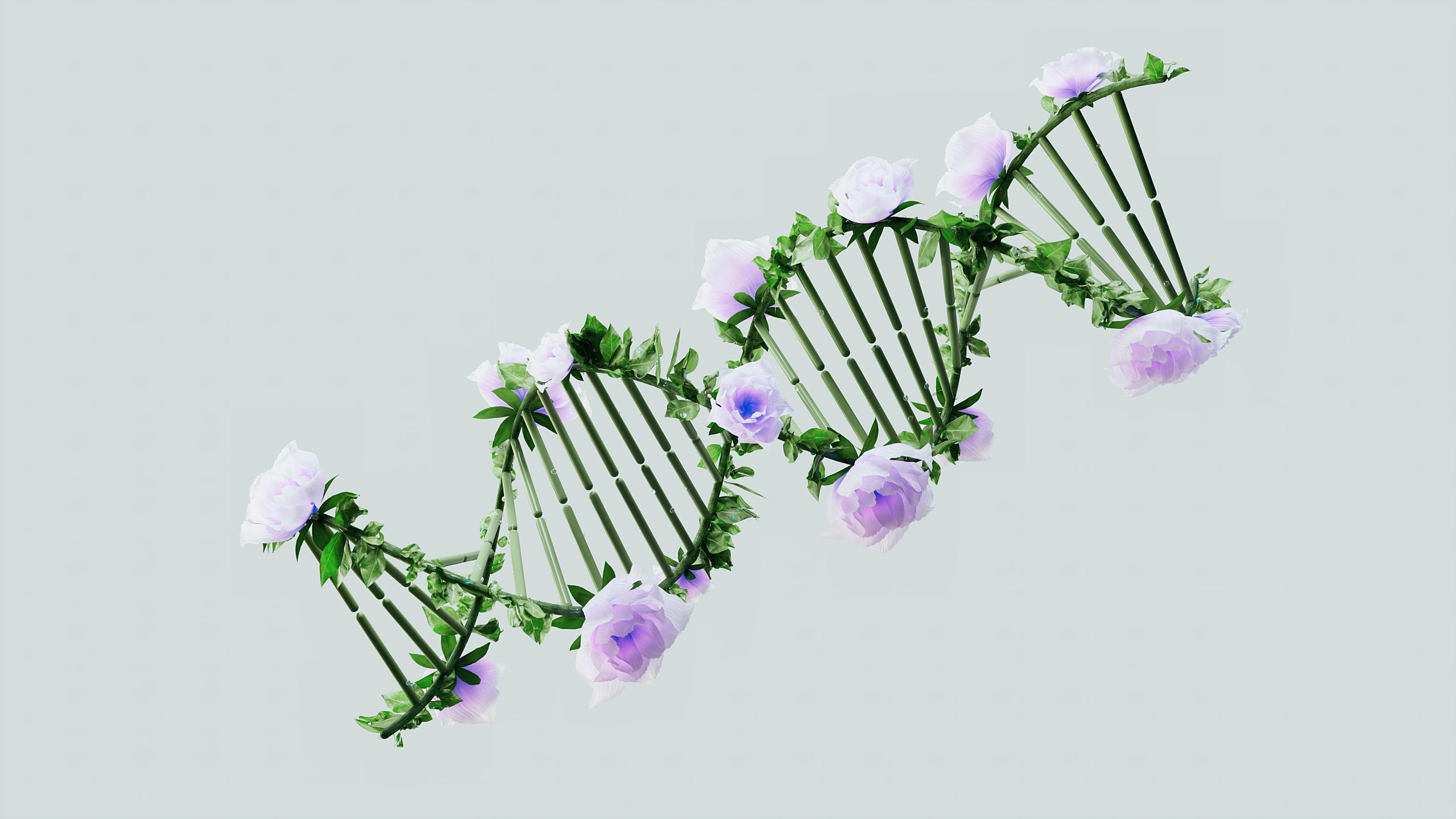 Tecknad dna-sträng med blommor