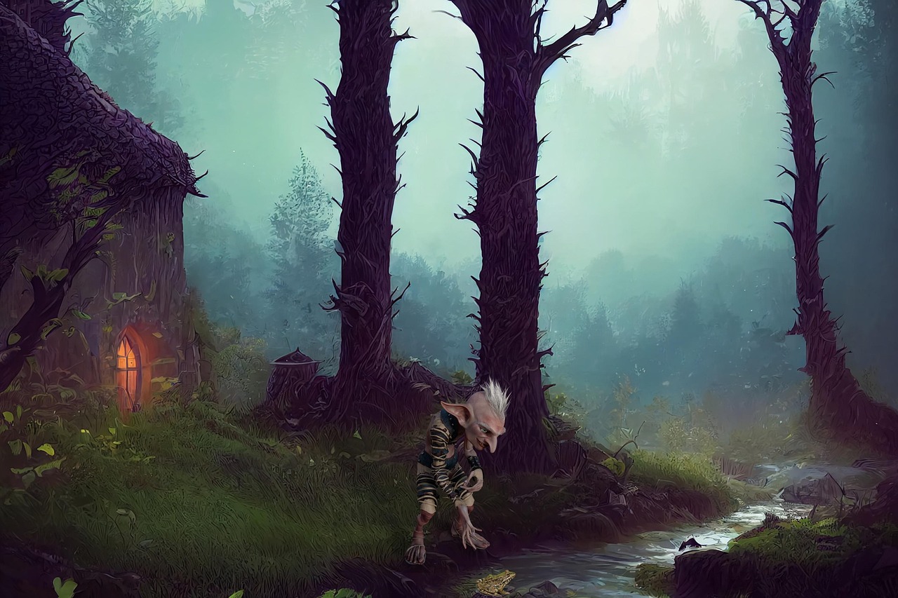 Illustration av en alv i skogen