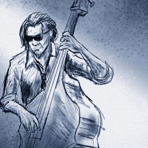 Ritad bild på en jazzmusiker