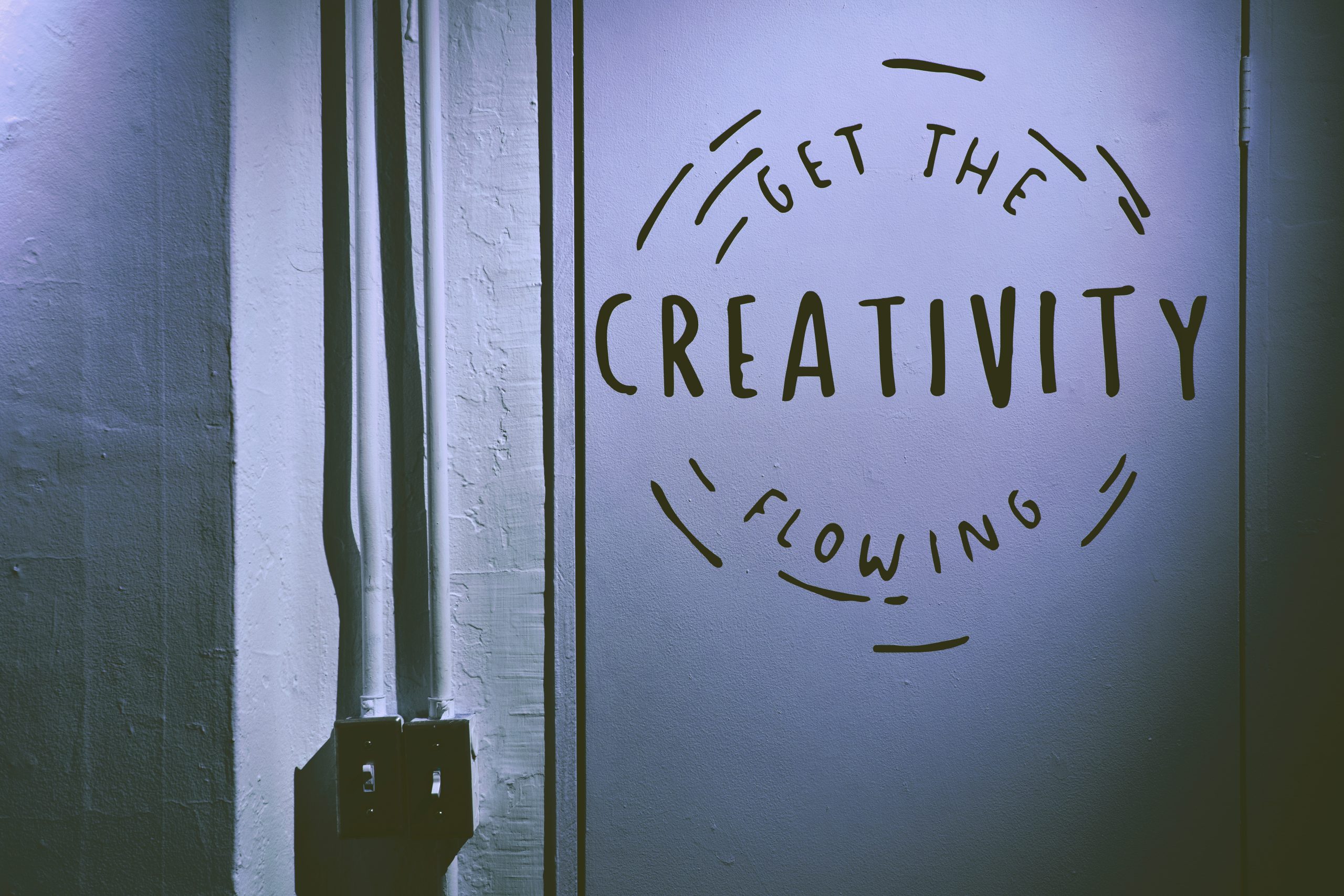 Står Get the creativity flowing mot vit bakgrund