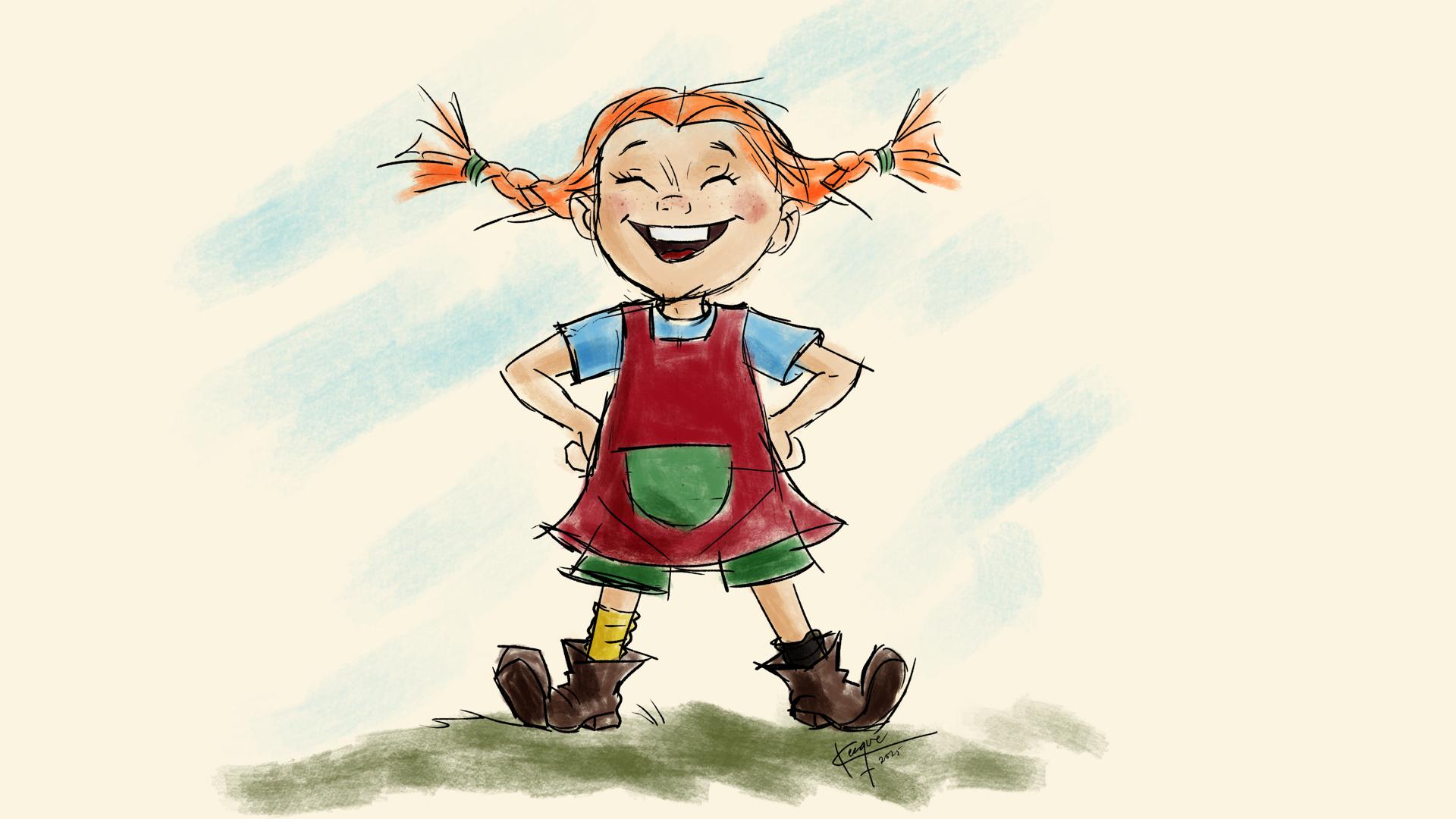 dekorativ bild av Pippi Långstrump 80 år