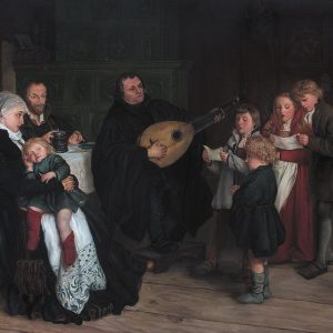 Luthers ungar Målning från 1875 av Gustav Spangenberg som föreställer Martin Luther med familj