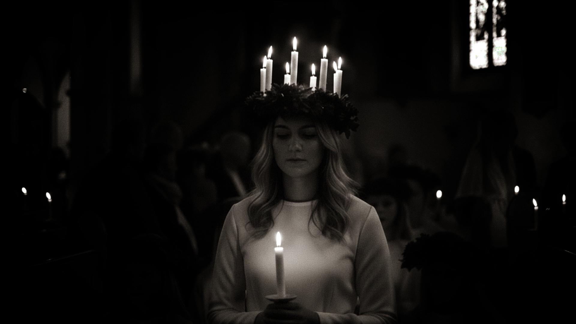 Svartvit bild på en Lucia