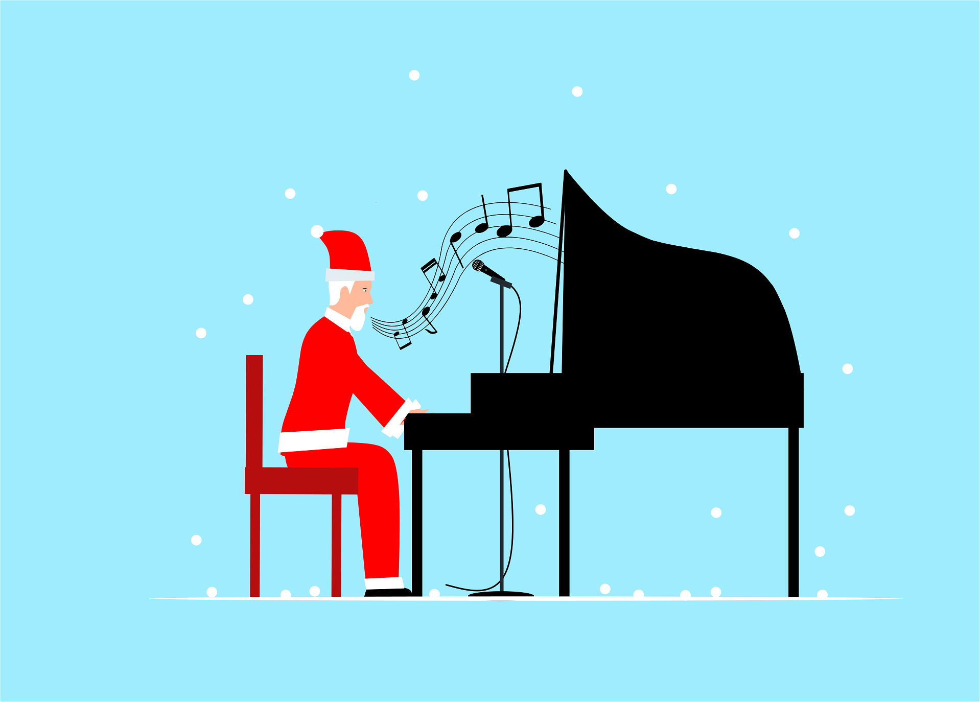 En tomte spelar piano.