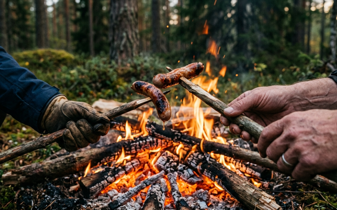 Kojbygge och grillning i Hammarskog
