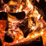 Närbild på en brasa.