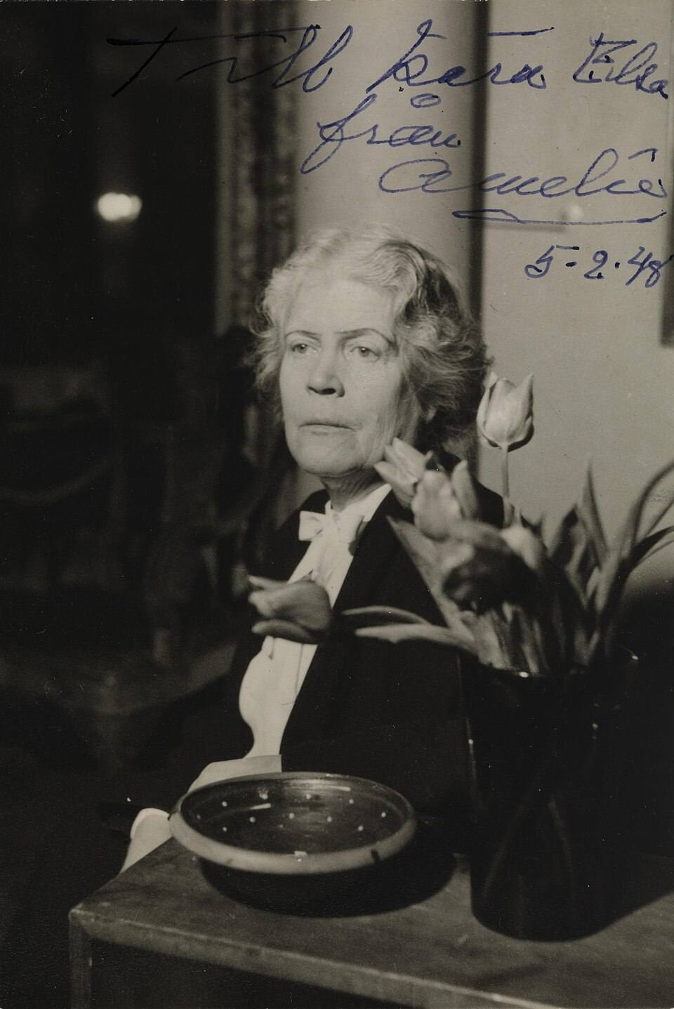 Svartvitt porträtt av Amelie Posse