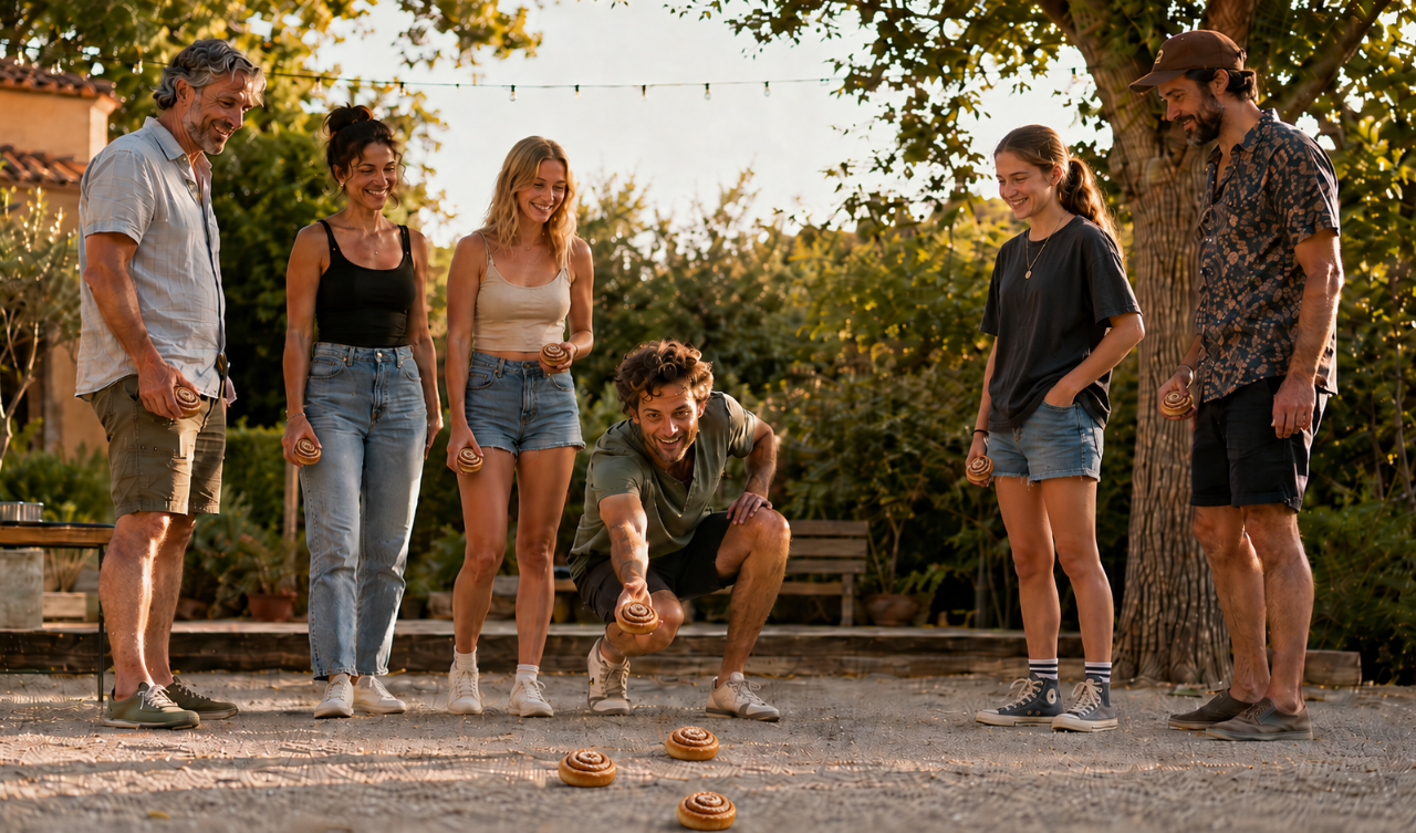 Foto som visar personer spelande boule.