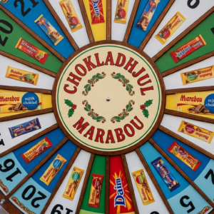 Närbild på ett chokladhjul