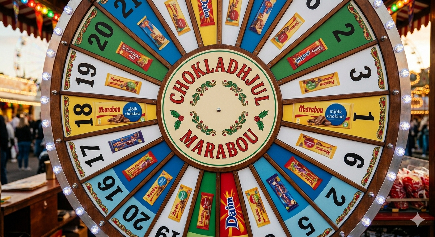 Närbild på ett chokladhjul