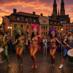 Brasilianska festivaldansare på kulturnatten 2026