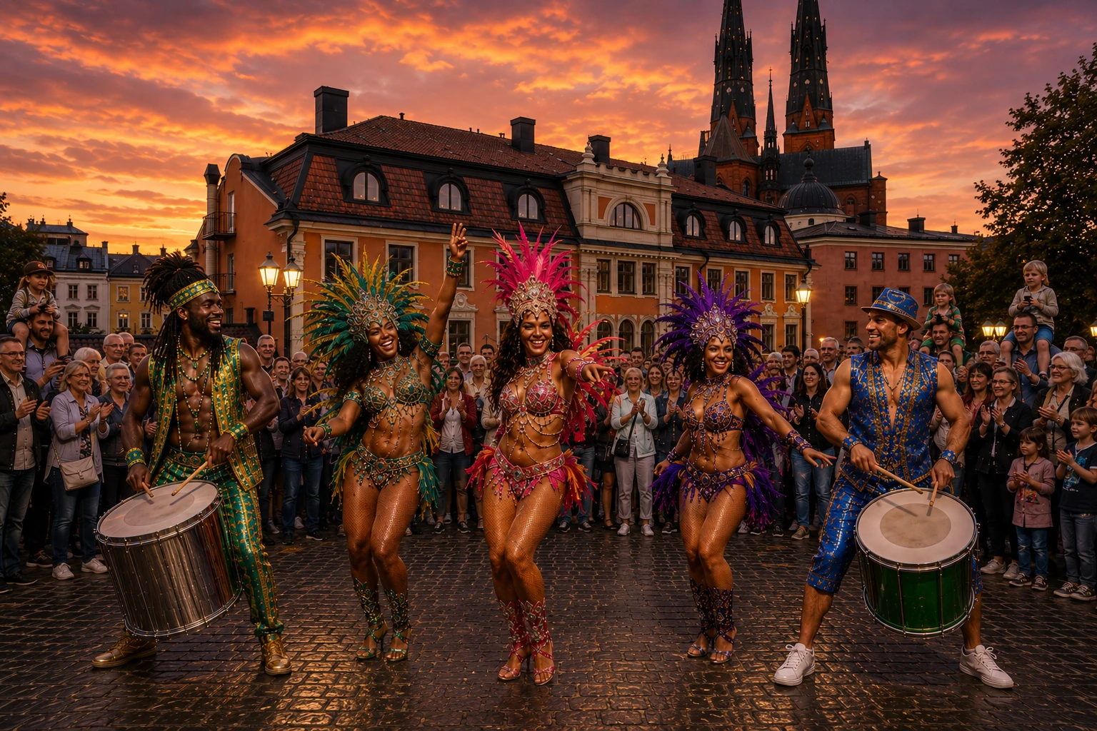Brasilianska festivaldansare på kulturnatten 2026