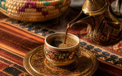 En vacker kaffekopp fylls på med kaffe