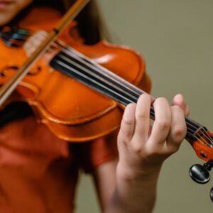 Bild på en person som spelar violin.