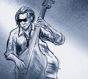 Ritad bild på en jazzmusiker